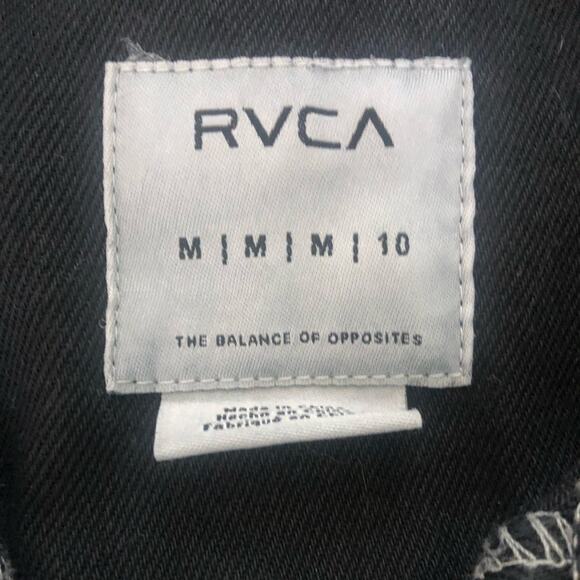 RVCA Daze Denim Jacket Raw Hem Button Up Pockets M (10) Black Skater Streetwear - Picture 11 of 13